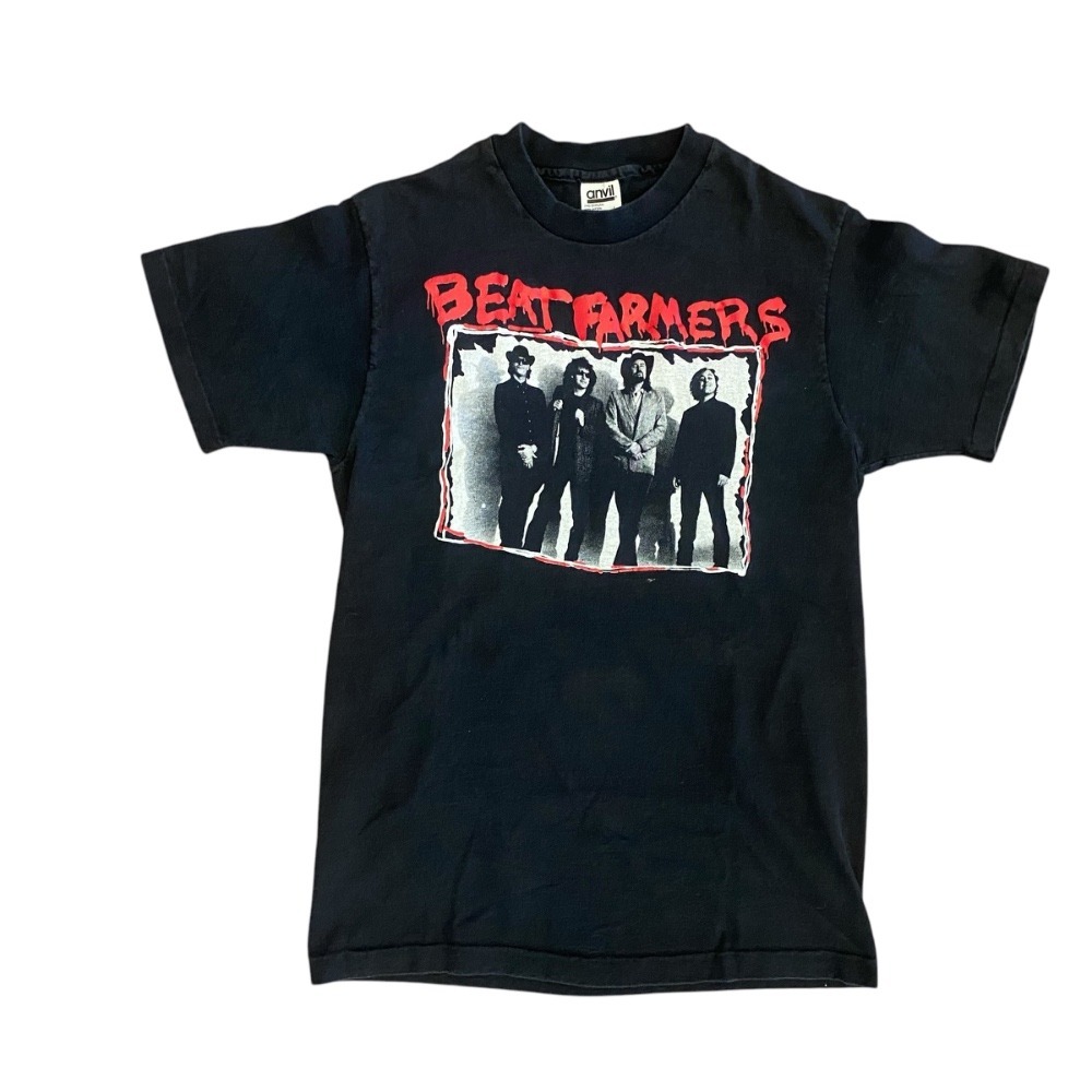 Beat Farmers Band Tee VTG Graphic 90s USA‎ Anvil Black T-Shirt Large Fits Small